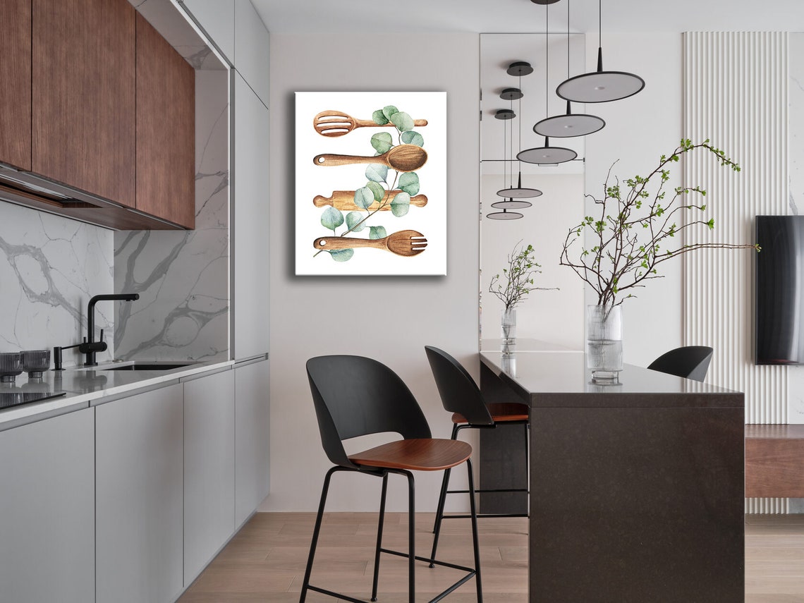 Wooden Spoons Eucalyptus Farmhouse Rustic Kitchen Wall Decor Poster - Image 4