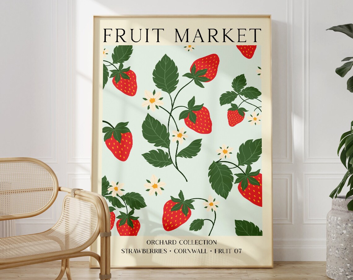 Strawberry Fruit Market Vintage Orchard Art Print