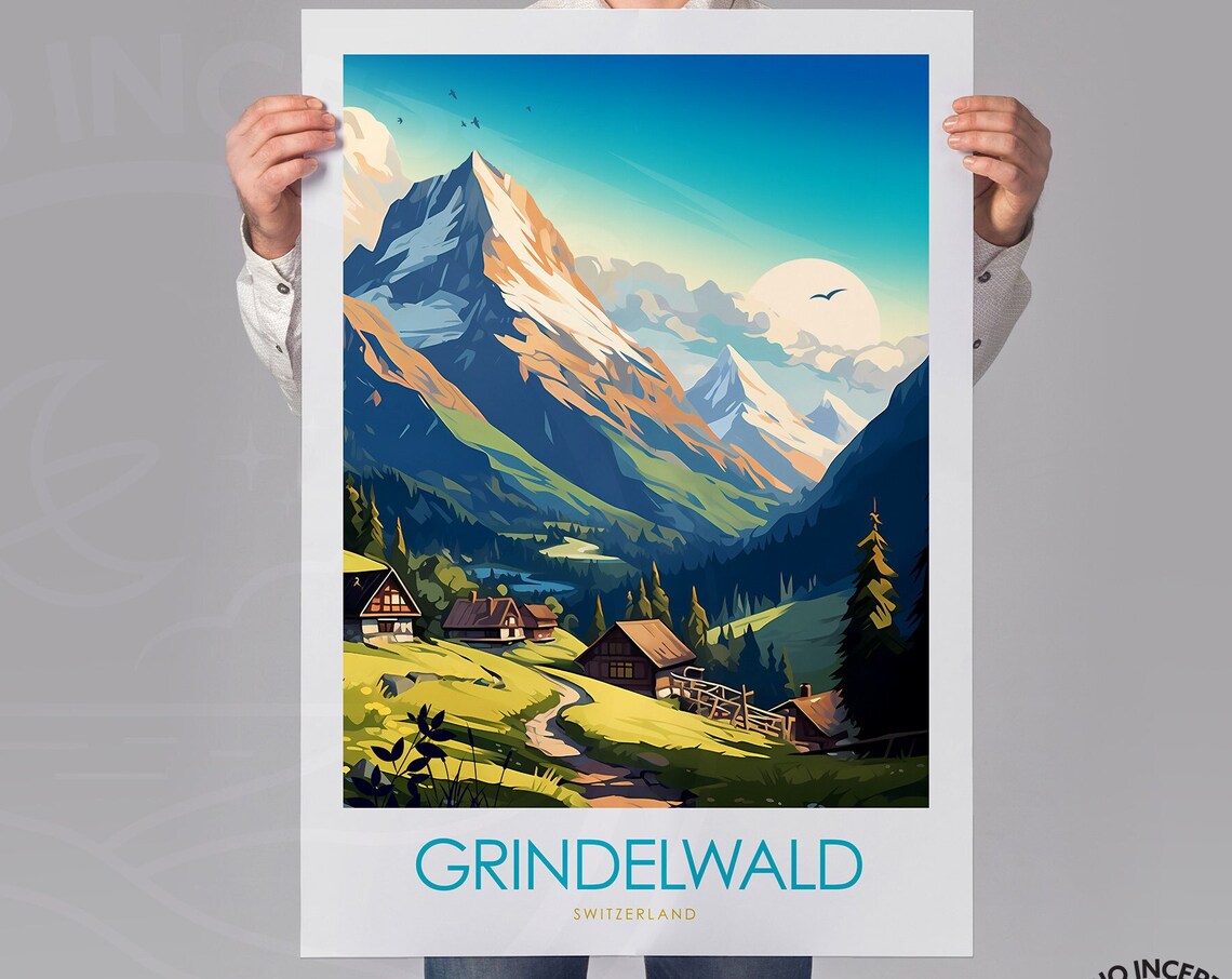 Grindelwald Minimal Print, Switzerland Travel Poster - Image 3