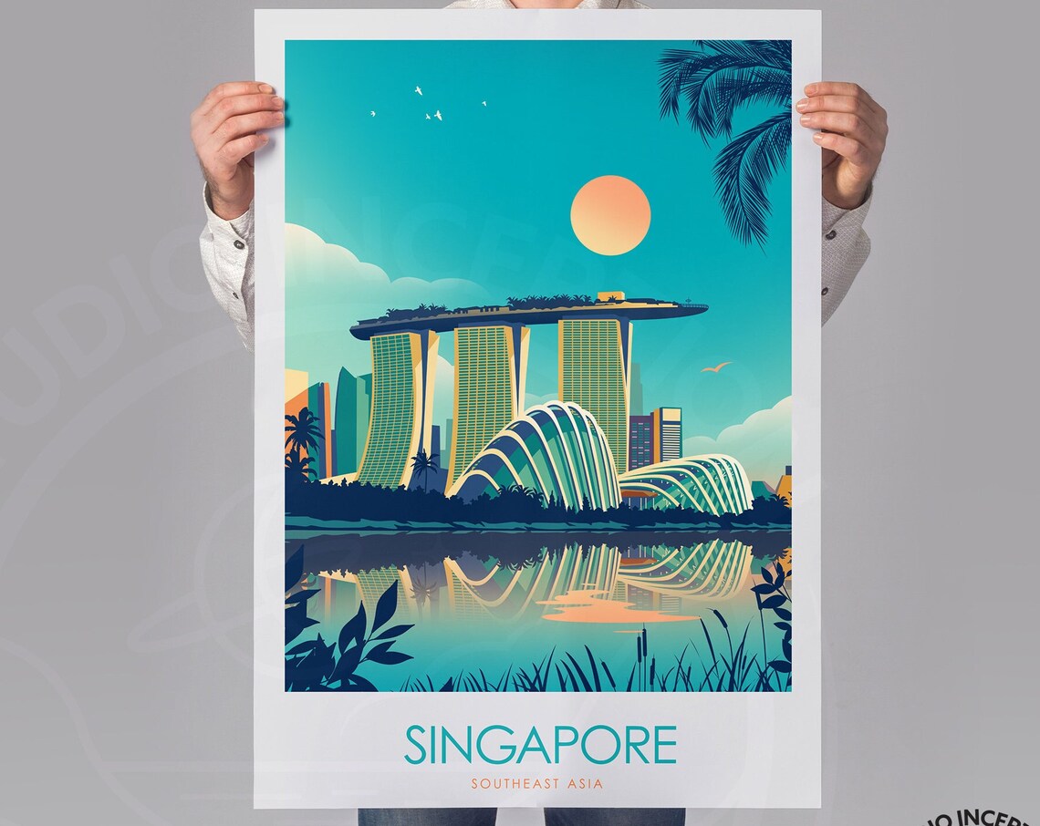Singapore Southeast Asia Travel Poster, Art Print - Image 2