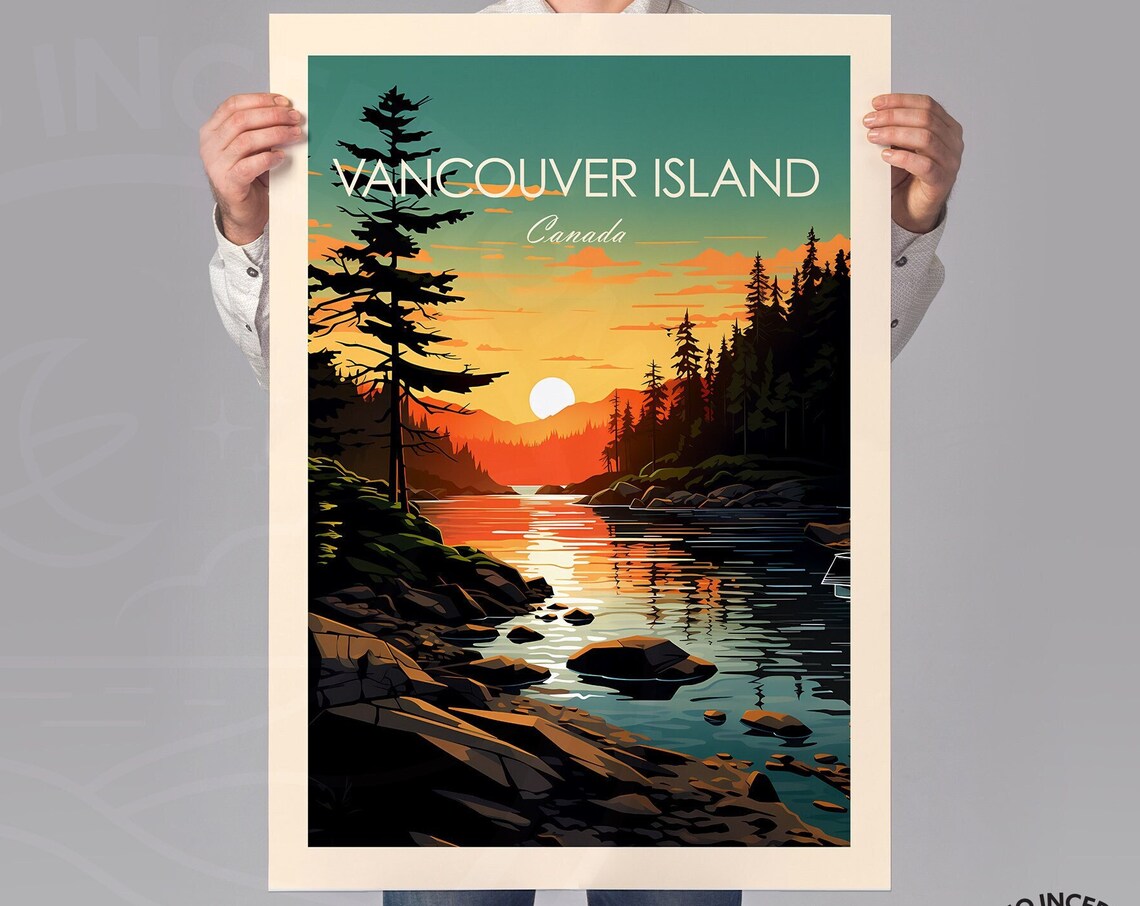 Vancouver Island Sunset Travel Poster, Canada Travel - Image 2