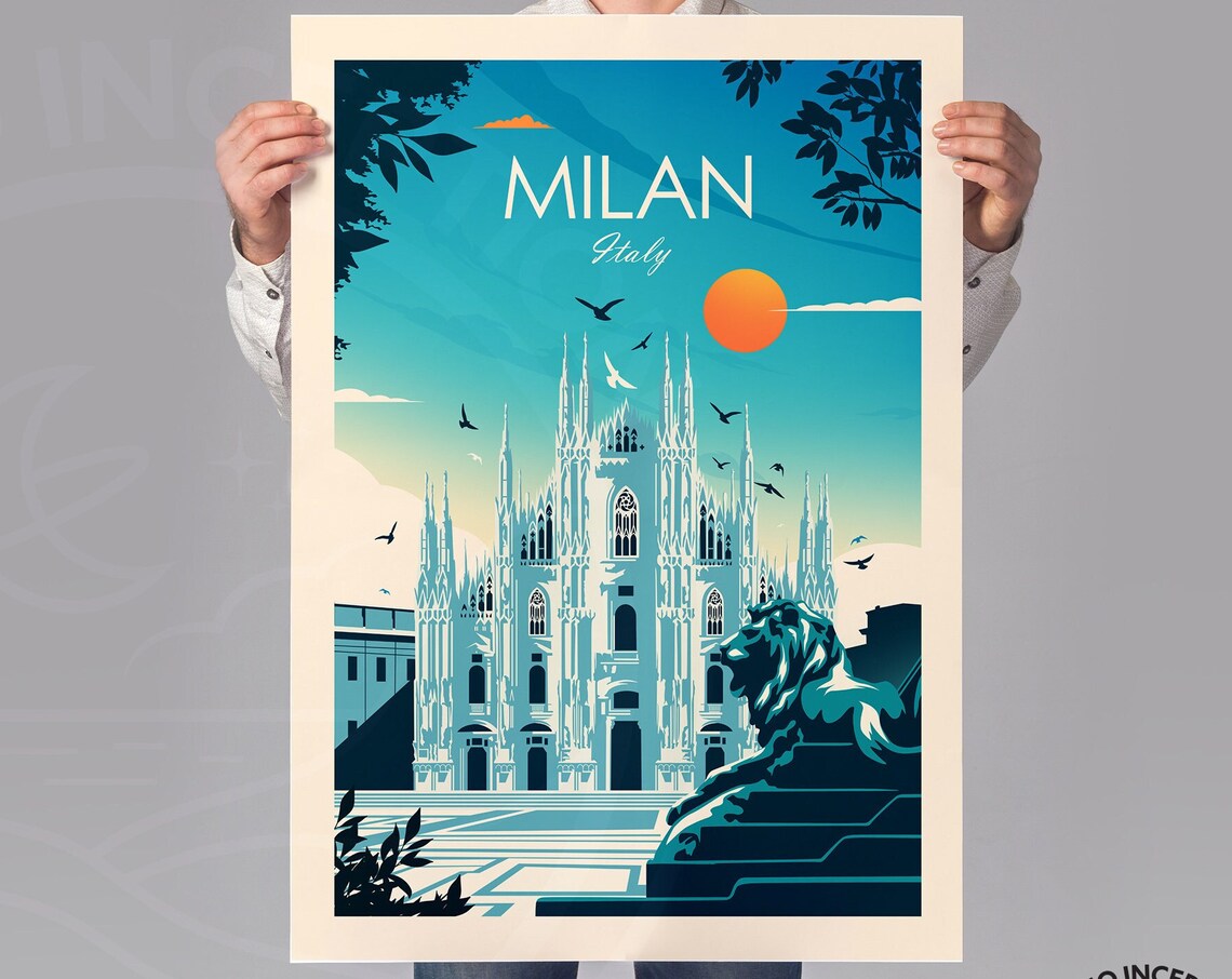Milan Cathedral Italy Travel Poster, Duomo Di Milano - Image 2