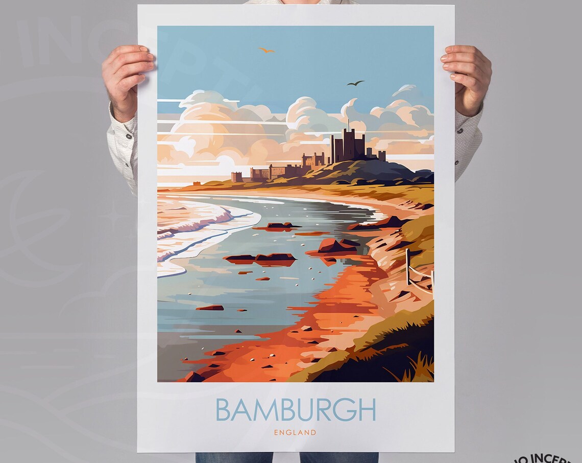 Bamburgh Castle Travel Poster, Northumberland - Image 3