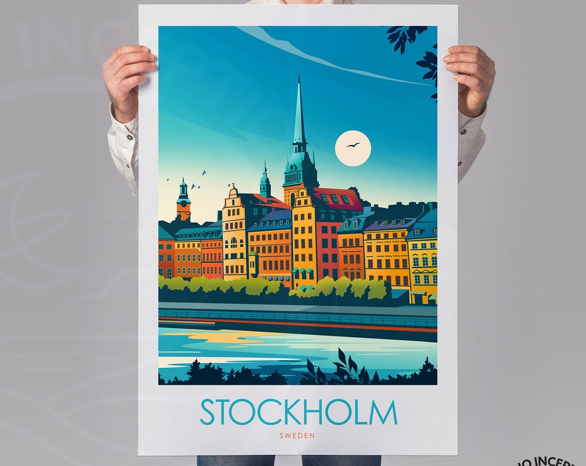 Stockholm Travel Print Stockholm Travel Poster Sweden Home Decor Sweden Travel Art Stockholm Print Wall Art Sweden Gift - Image 2