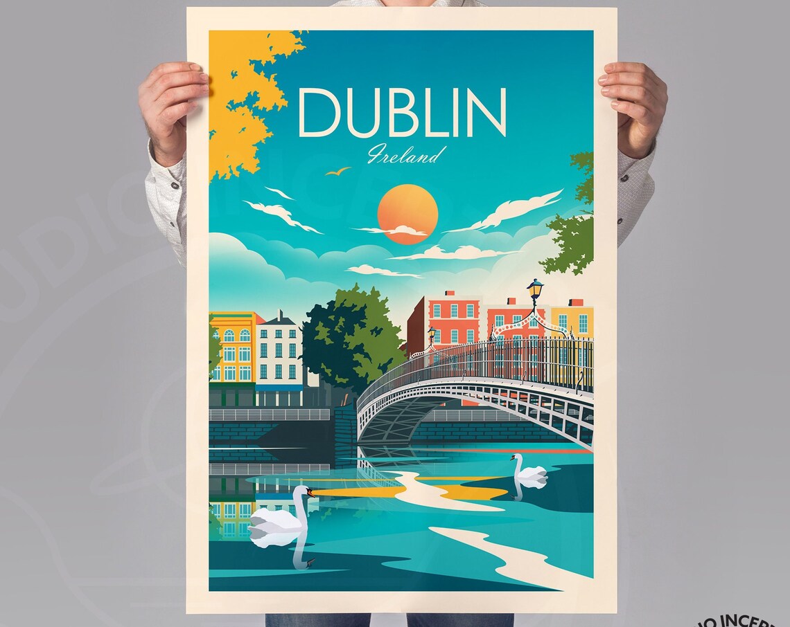 Dublin Ireland Travel Poster, Wall Art Print - Image 2