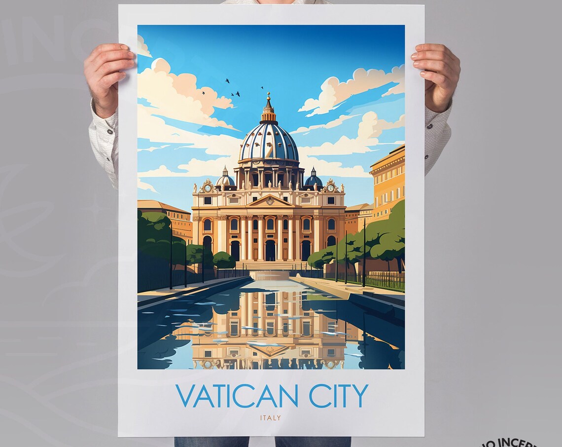 Vatican City Italy St Peters Basilica Reflection Minimal Travel Poster - Image 2