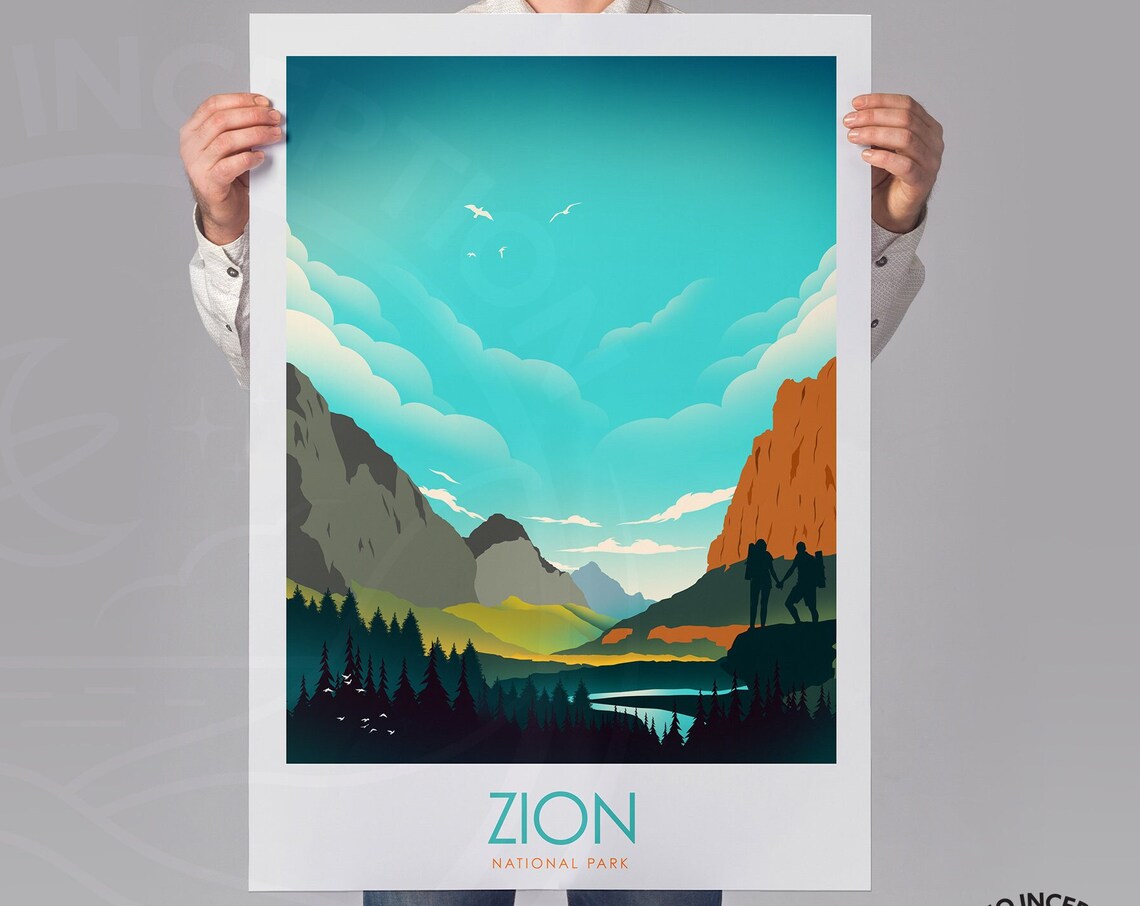Zion National Park Minimalist Travel Poster Print - Image 3