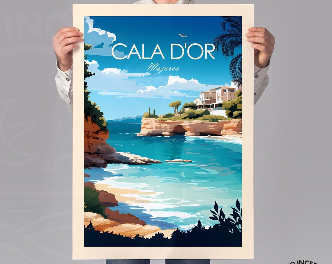 Cala Dor Traditional Print, Mallorca Travel Poster - Image 3