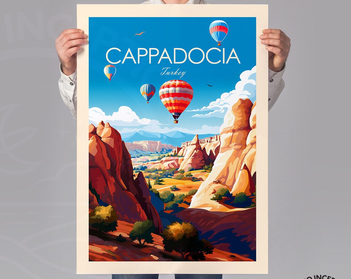 Cappadocia Turkey Hot Air Balloons Rock Valley Sunrise Poster - Image 2