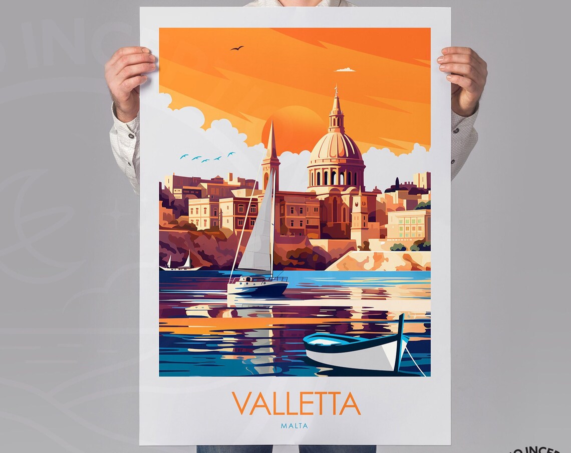 Malta Travel Poster, Valletta Place Print - Image 2