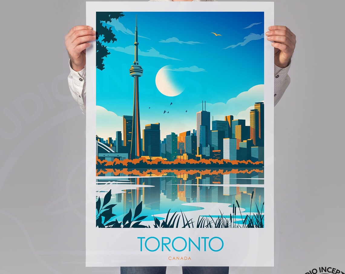 Toronto Skyline Travel Poster, Canada Cityscape - Image 2