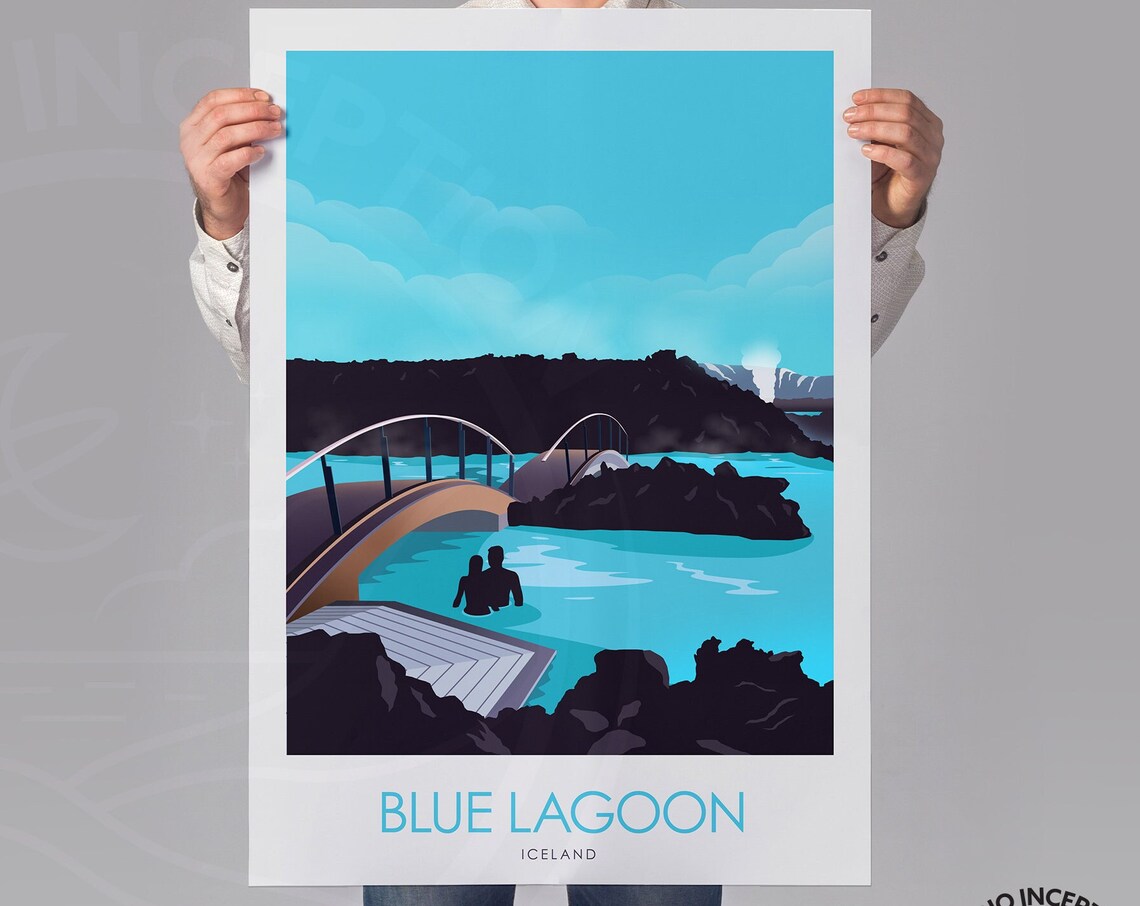 Iceland Travel Print, Blue Lagoon Romantic Poster - Image 3