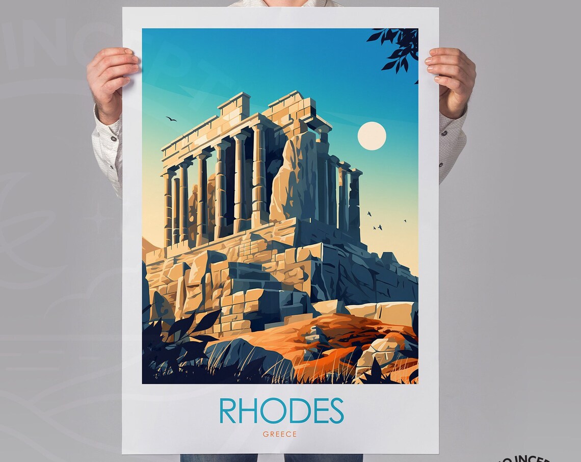 Rhodes Greece Ancient Temple Ruins Acropolis Landmark Poster - Image 2
