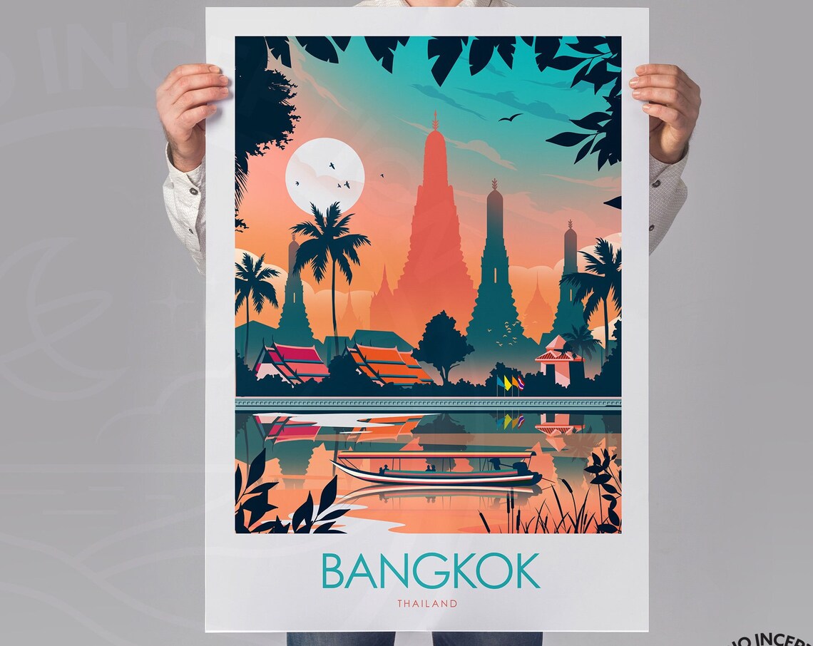 Bangkok Travel Poster, Thailand Travel Print - Image 2