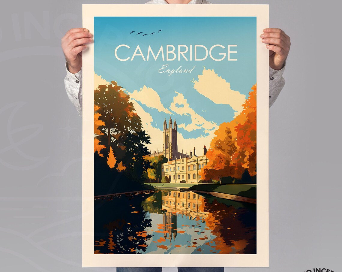 Cambridge Traditional Travel Poster, UK City View - Image 2