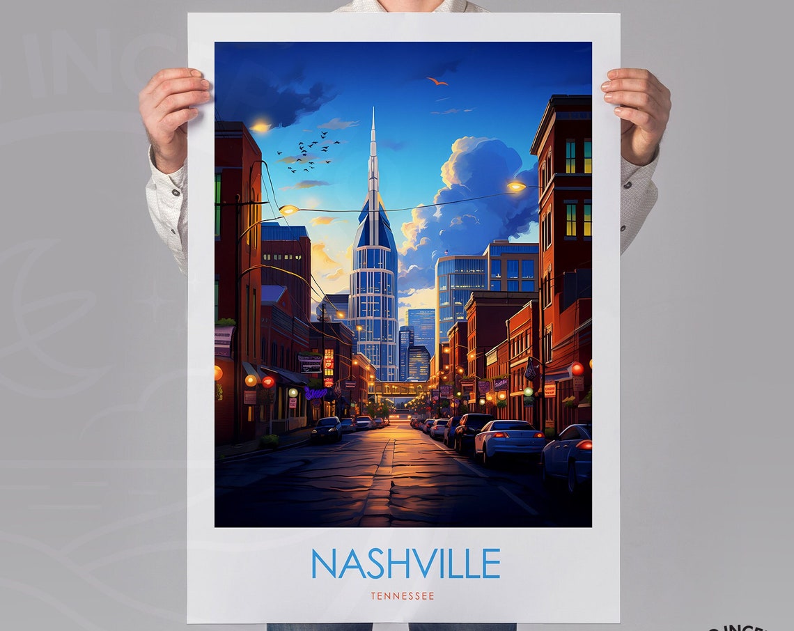 Nashville Tennessee Print Nashville Travel Poster Tennessee Travel Gift Tennessee Poster Nashville Gift Wall Art - Image 2