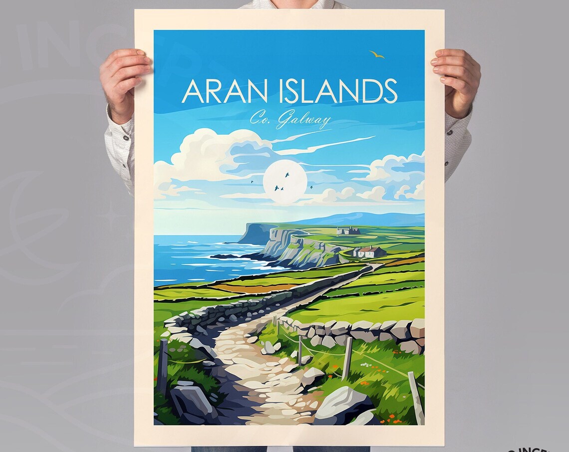 Aran Islands County Galway Ireland Stone Walls Cliffs Travel Poster - Image 3