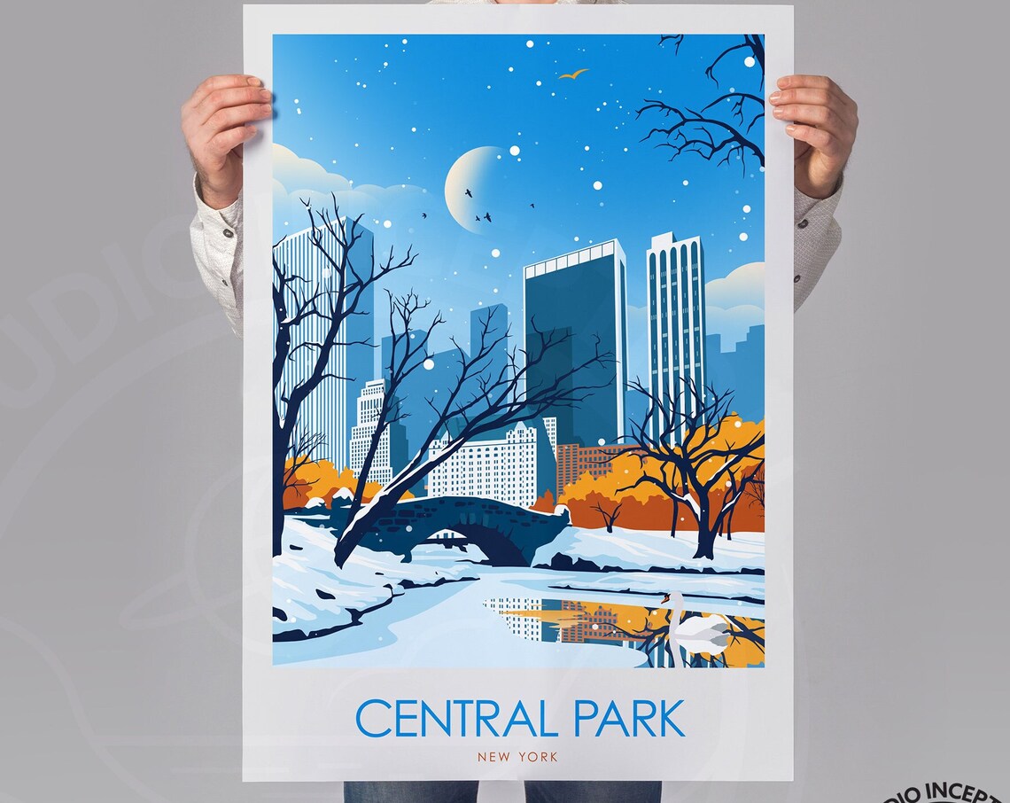 New York Central Park in Winter Art Print - Image 2