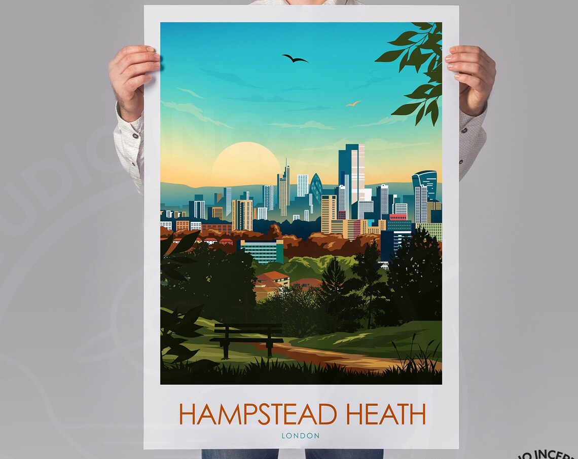 Hampstead Heath Travel Poster, London Landscape - Image 3