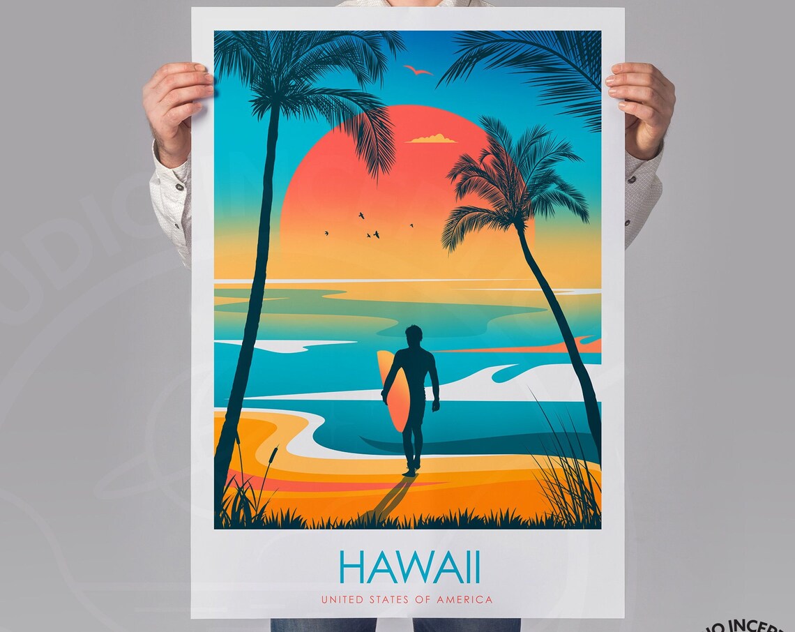 Hawaii USA Travel Poster, Vintage Style Print - Image 2