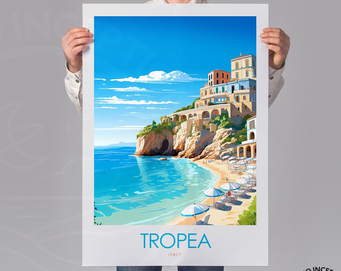 Tropea Beach Italy Travel Poster Art Print - Image 3