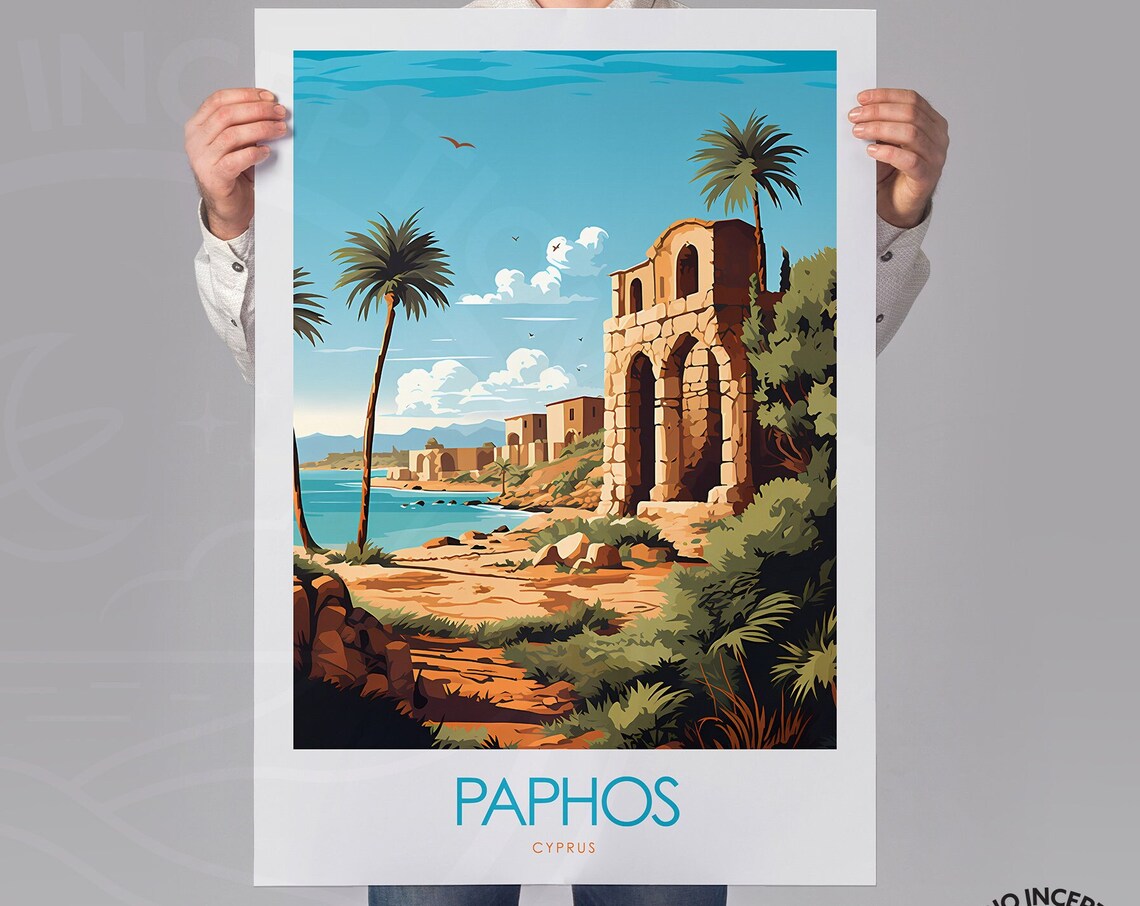 Paphos Minimalist Travel Print, Cyprus Poster Art - Image 2