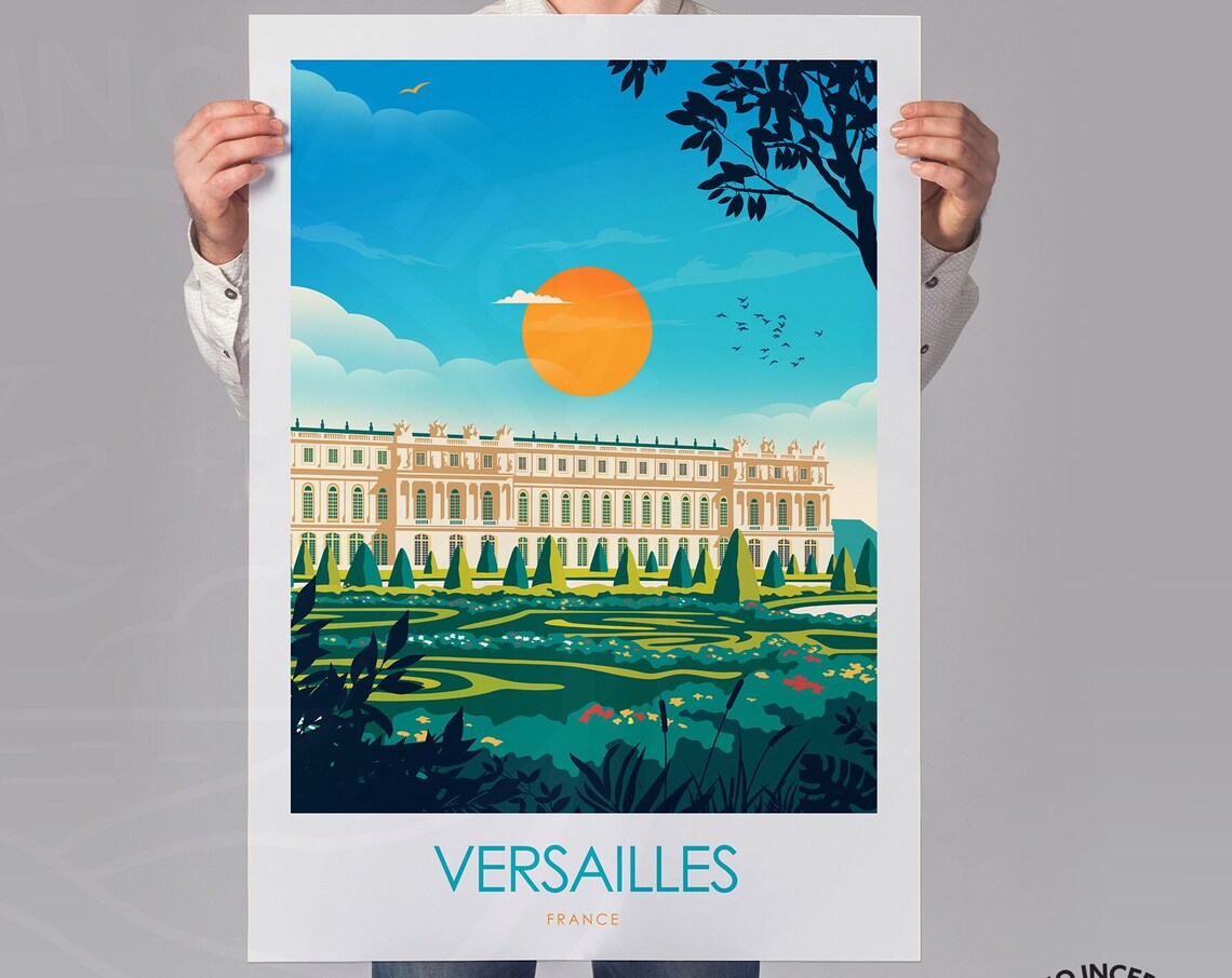 Versailles France Palace Gardens Grand Sun Vintage Travel Poster - Image 2