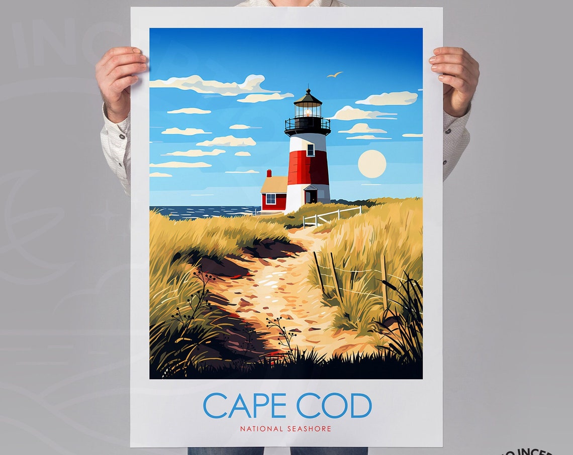 Cape Cod National Seashore Lighthouse Dune Sunset Travel Poster - Image 3