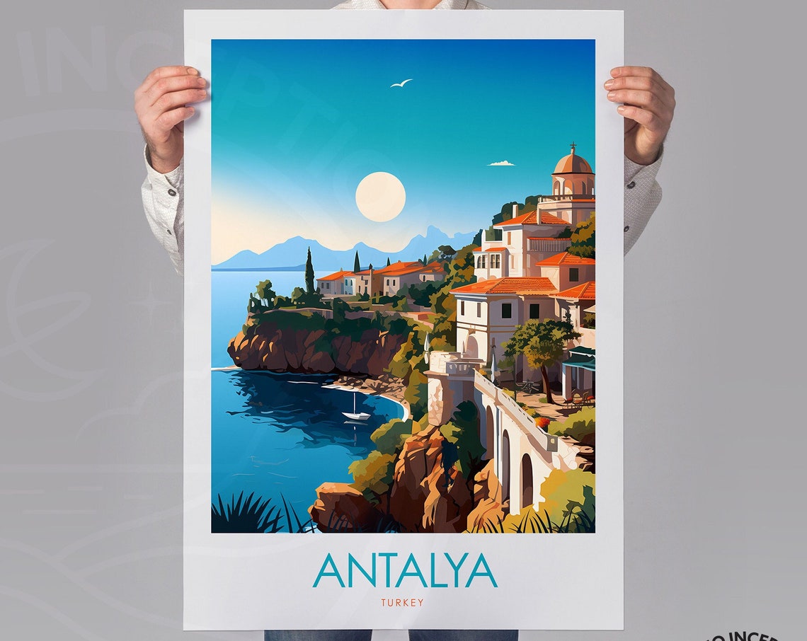 Antalya Turkey Mediterranean Coast Old Town Cliffs Sunset Poster - Image 3