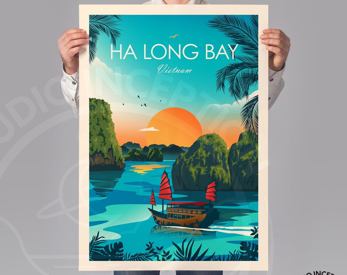 Ha Long Bay Vietnam Travel Poster, Vietnam Print - Image 3
