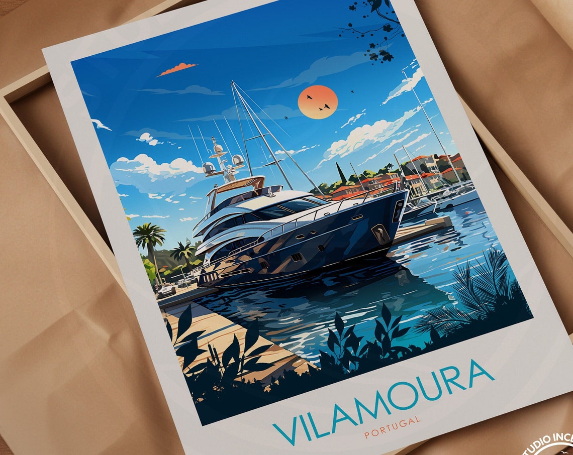 Vilamoura Travel Print Portugal Poster Vilamoura Wall Art The Algarve Travel Art Custom Travel Gift Framed Travel Prints For Wall Art - Image 3