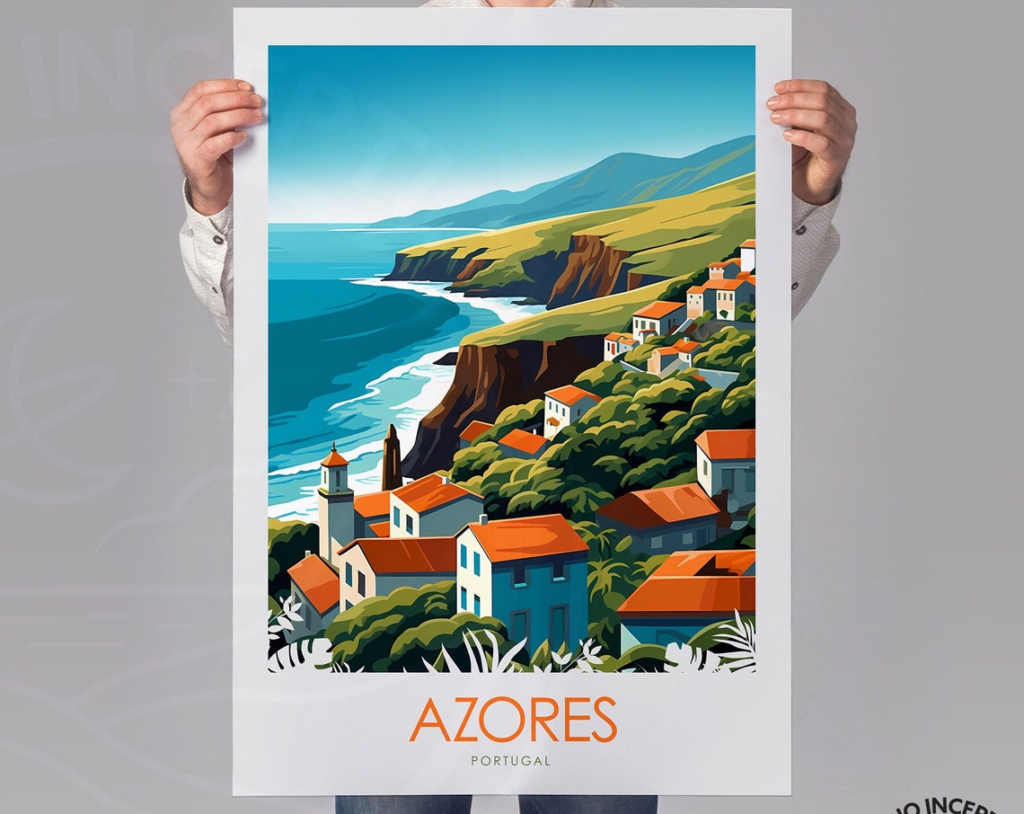 Azores Portugal Travel Print Azores Wall Art Portugal Wall Hanging Azores Gift Home Decor Portugal Gift - Image 2