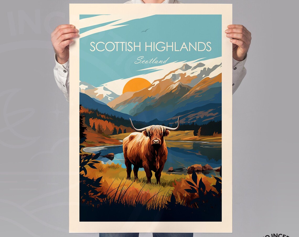 Scottish Highlands Traditional Travel Poster, Home Decor - Image 2
