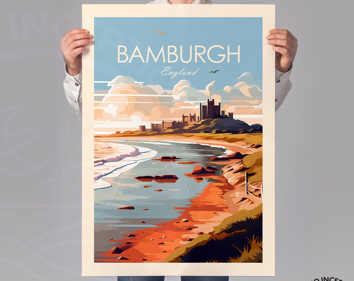 Bamburgh Castle Traditional Style Travel Poster - Image 2