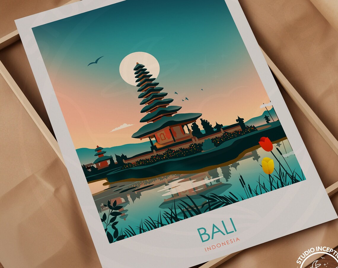 Bali Indonesia Travel Poster, Honeymoon Souvenir - Image 3