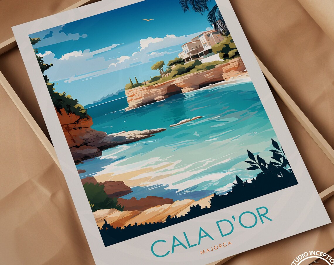 Cala Dor Travel Poster, Mallorca Personalised Gift - Image 2