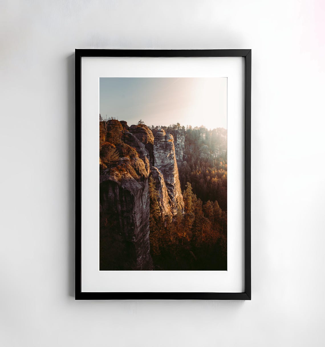 Sandstone Cliffs of Saxon Switzerland at Sunrise Photo Poster
