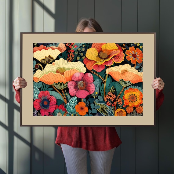 Bold Blossom 3 Piece Flower Art Set Print Instant Wall Botanical