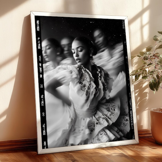 Dancing Woman Photograph Dance Photography Latin Black And White Print Vintage Poster Wall Art