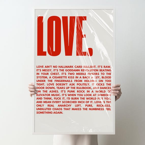 Love Posters 2 Piece Typography Poster Set Print Instant Wall Art Quote Motivational