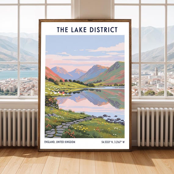 Lake District Landscape Print Colorblock Mountain Art