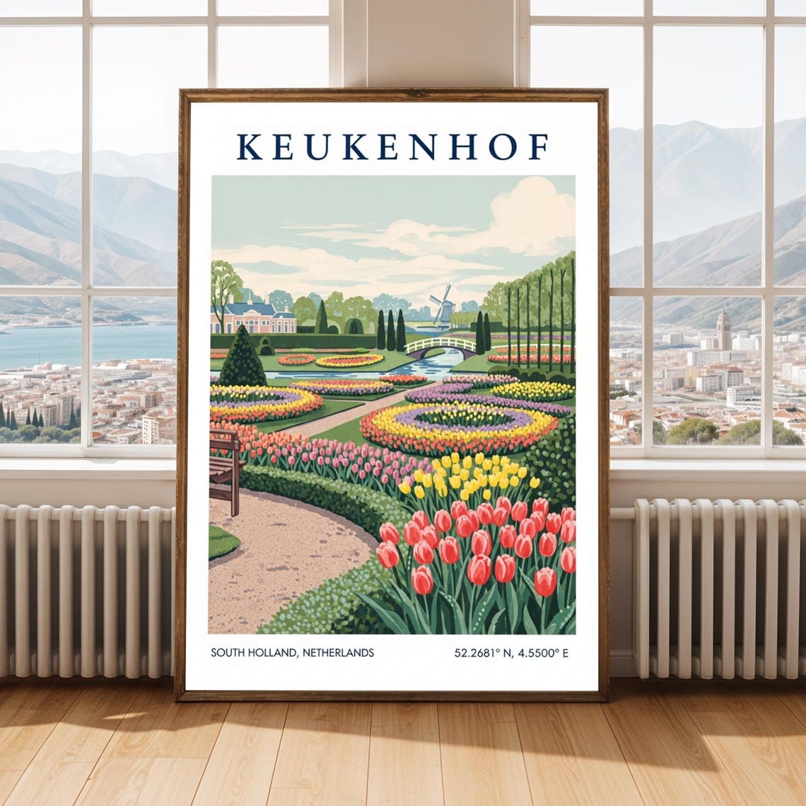 Keukenhof Tulips Dutch Garden Landscape Windmill Spring Flower Poster