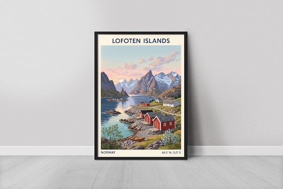 Lofoten Islands, Vintage Style Norway Art Print