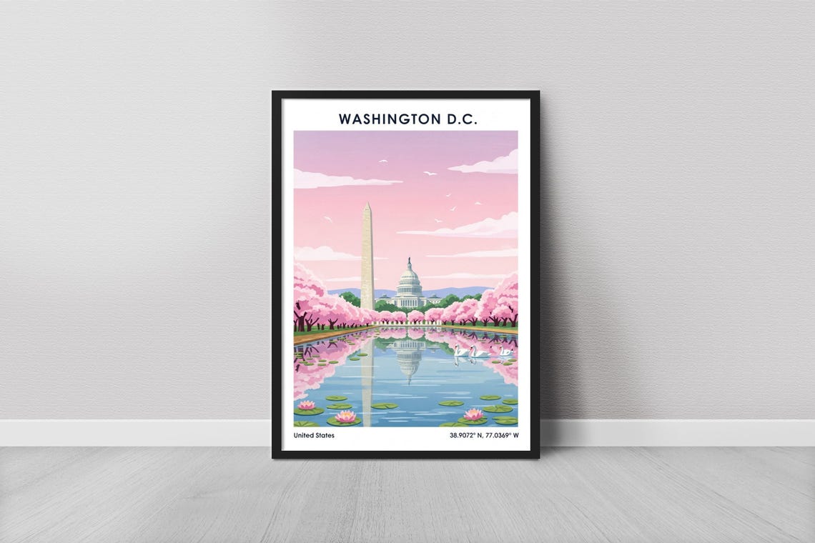 Washington DC United States Cherry Blossom Capitol Spring Poster