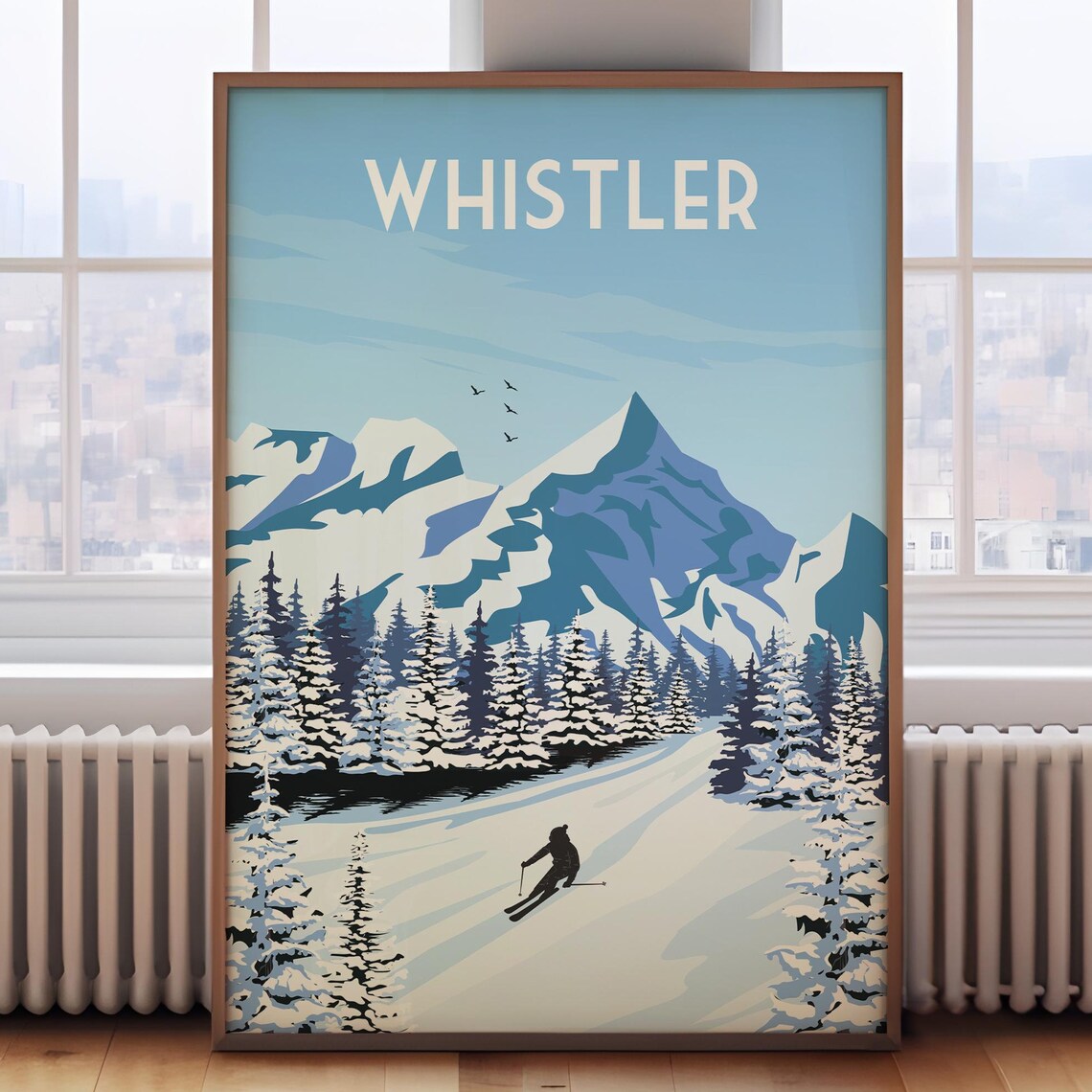 Whistler Skiing Travel Poster, Mountain Town Print