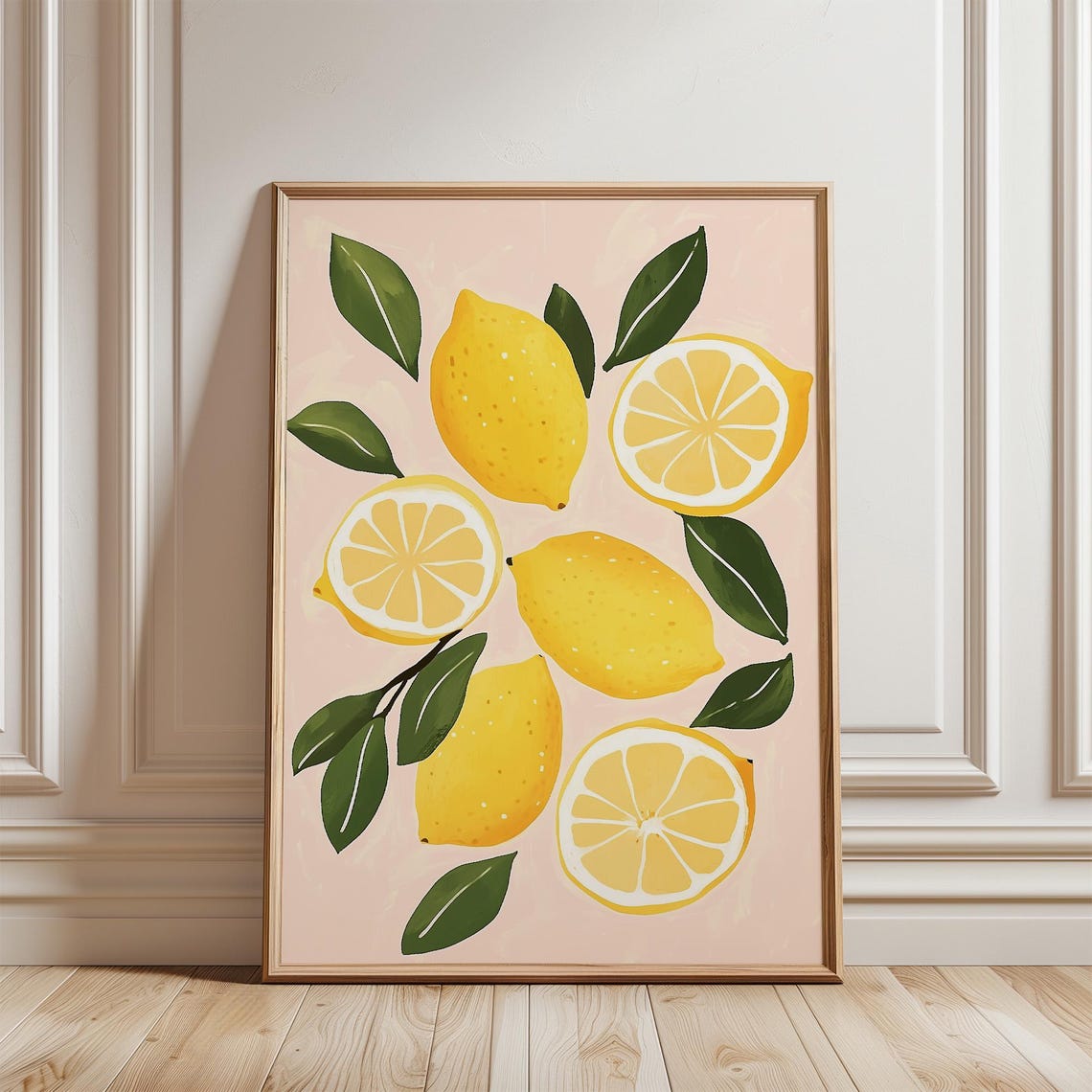 Fresh Lemons and Citrus Slices on Blush Pink Background Poster