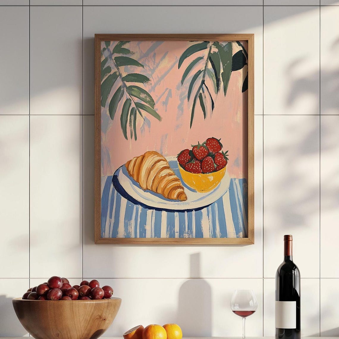 Croissant and Strawberries Breakfast Still Life Kitchen Poster