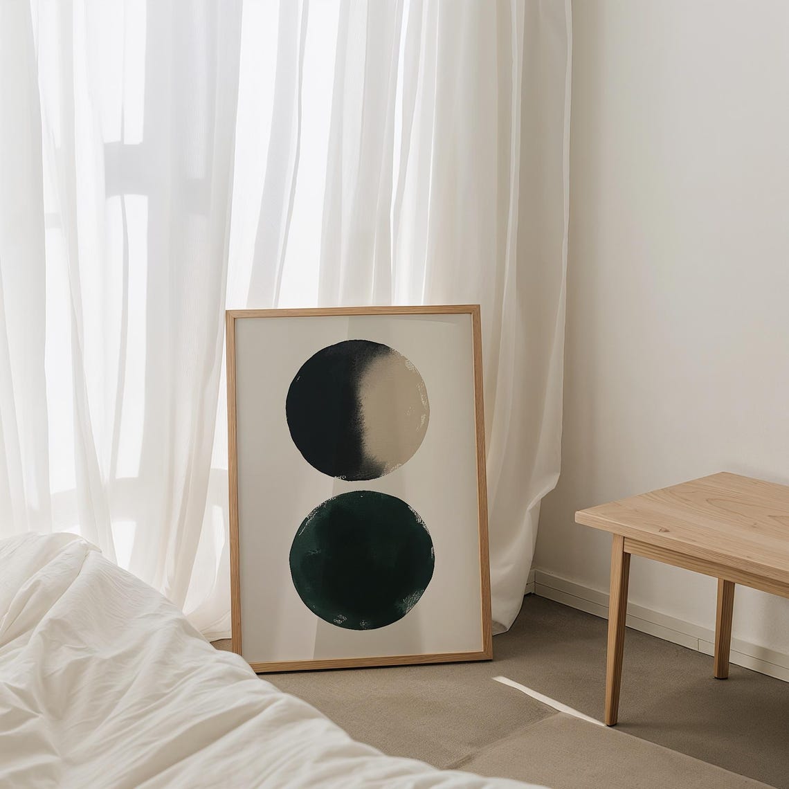 Minimalist Stacked Ink Circles Black Green Abstract Art Poster - Image 4
