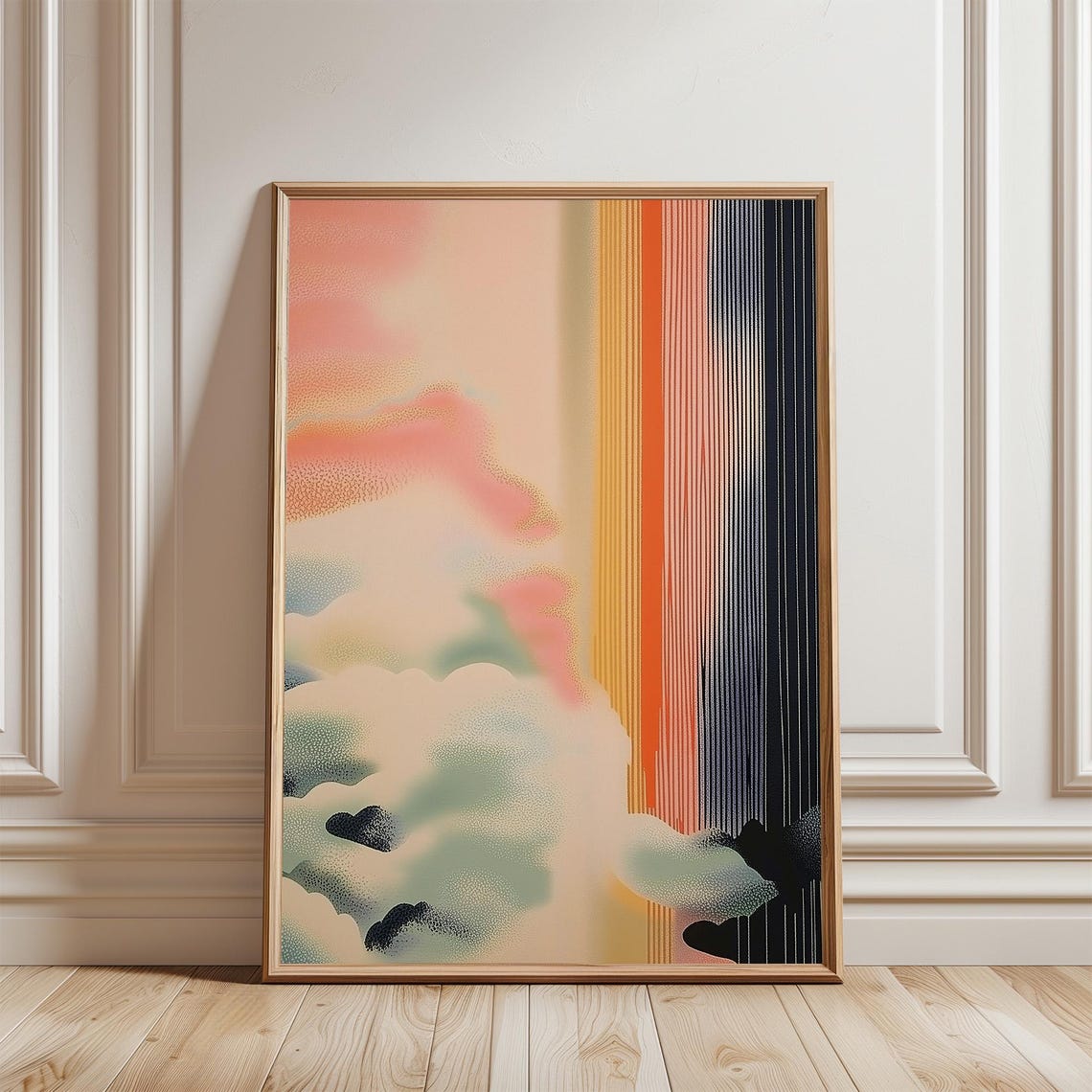 Japanese Abstract Pastel Clouds with Colorful Stripes Poster - Image 5