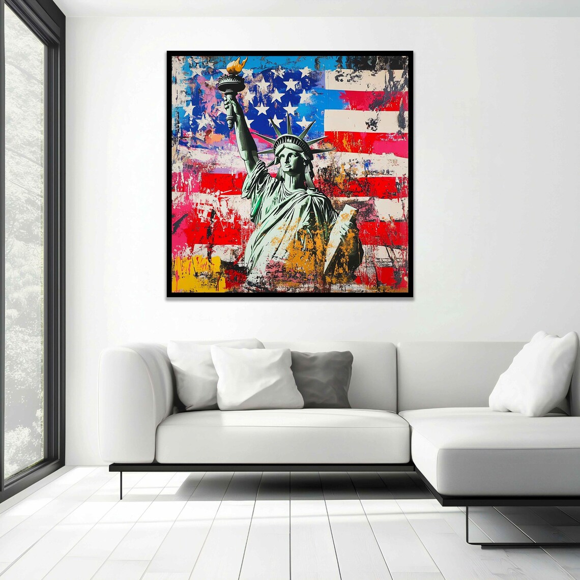 Statue of Liberty American Flag Abstract Patriotic Pop Art Poster